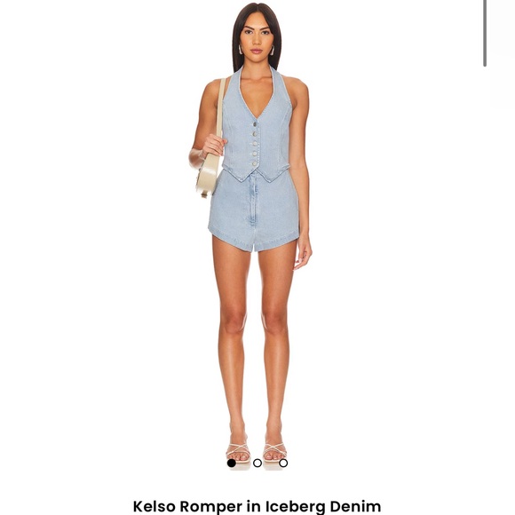 Amanda Uprichard Light Blue Denim Romper - Picture 1 of 5